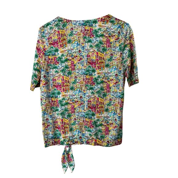 Talbots Santorini Greece Print Cotton Sweater Size Medium - Picture 4 of 6